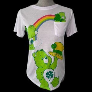 NWOT Care Bears Good Luck Bear Rainbow Juniors St Patricks Day Shirt Small 3-5